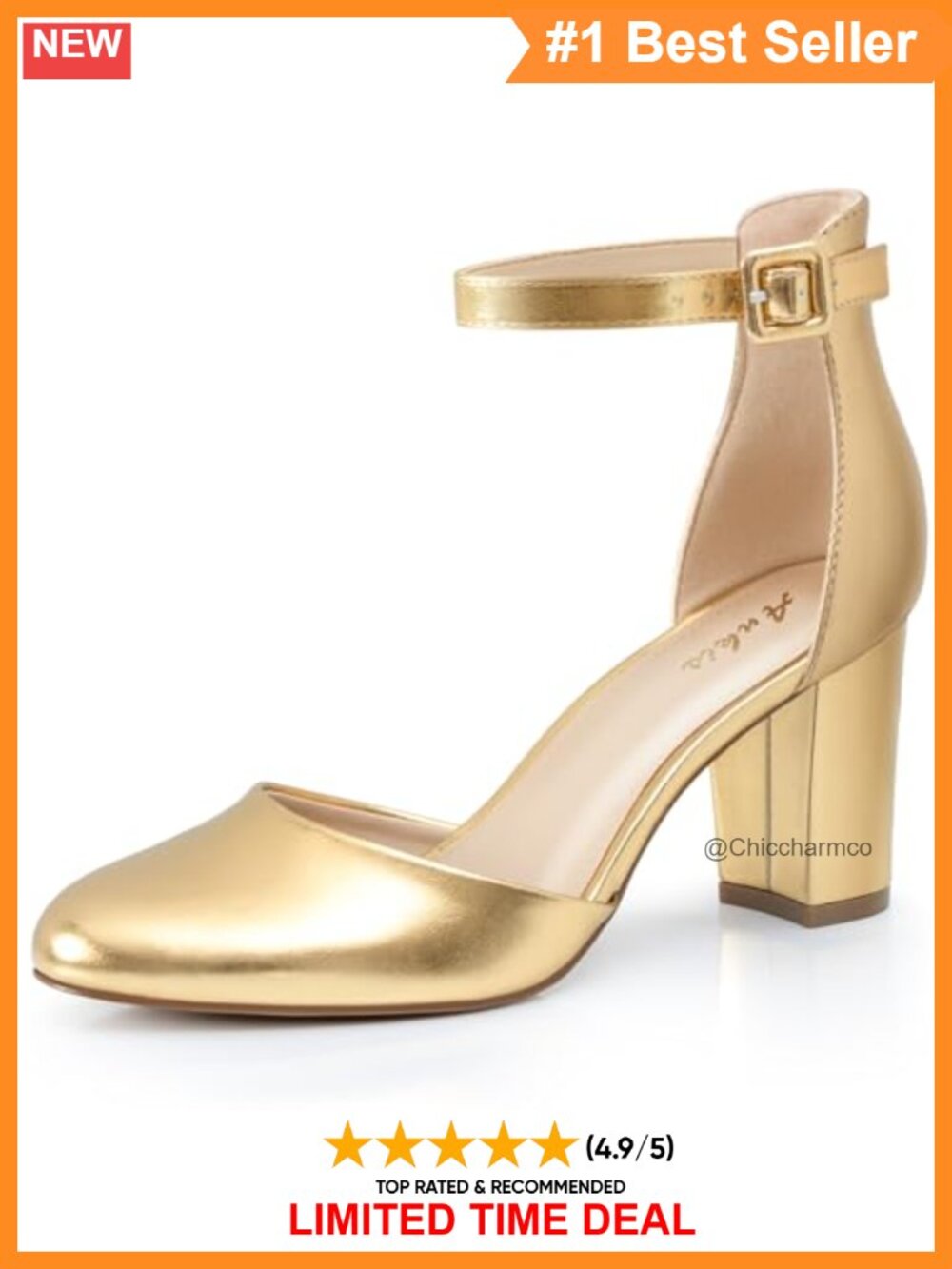 Women's 3 Inch Closed Toe Chunky Block Heels Pumps